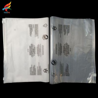 China Recyclable Frosted Clear Plastic Zipper Bag With CPE Packaging With Warning Words Design Chinese Manufacturer For Hoodie Makeup Socks for sale