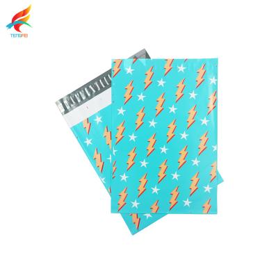 China Strong Adhesive Custom Photo Mailer Bag Beautiful Pattern Printed Handle Sealed Teal Mailing Bags For Mailing Apparel for sale