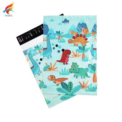 China Factory Wholesale Recyclable Biodegradable Dinosaur Customized Cyan Messenger Bag Padded Envelope Polymailer For Clothes for sale