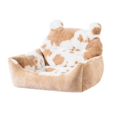 China Wholesale Pet Bed Warm Pet Sofa Different Color Dog Cat Soft Sleep Heating Bed for sale