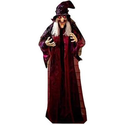 China Indoor/Outdoor Life Size Hanging Talking Witch Animated Halloween Witch with Sound Activation and Red Eyes for Outdoor and Indoor Decor for sale