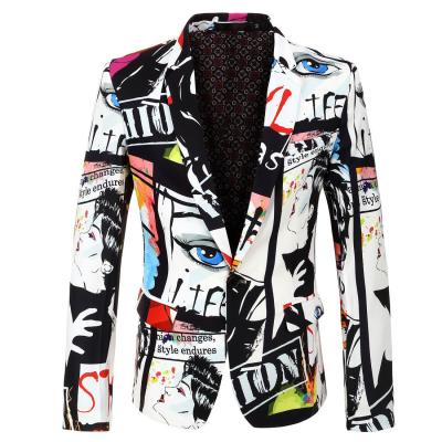 China New Style Anti-wrinkle Suit Men's Jacket Coat High Quality Fashion Printed Suit Coat for sale