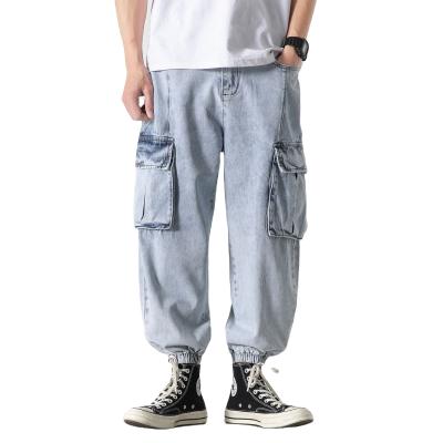 China New Vintage Big Men's Breathable Casual Fashion Jeans Old Multi Pocket Work Jeans for sale