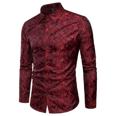 China Men's Breathable Shirts Fashion Camouflage Bright Nightclub Long Sleeve Shirt Korean Vintage Clothes For Men New for sale