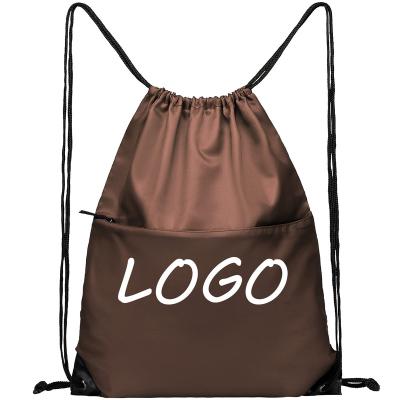 China Recycle; Reusable Custom Reusable Carry Personalized Drawstring Bag Easy Brown Fitness Drawstring Bag Large Capacity for sale