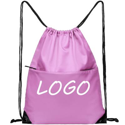 China Recycle; Light Weight Fitness Drawstring Bag Large Capacity Customized Reusable Wedding Vacation Party Polyester Easy Drawstring Bag for sale