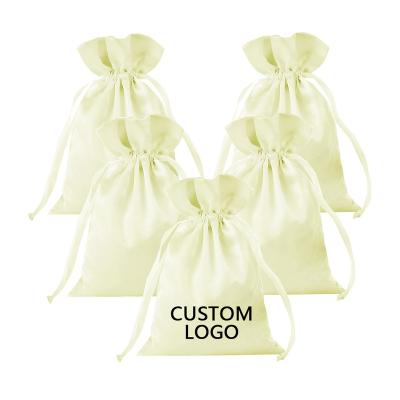 China Customized Luxury Reusable Satin Drawstring Logo Lingerie Gift Drawstring Satin Dust Bag Drawstring Pouch Jewelry Bag Wholesale for sale