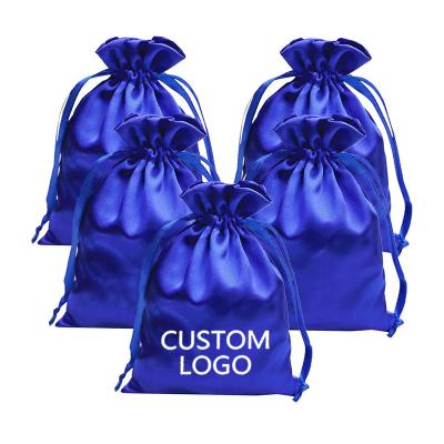 China Drawstring Pouch Jewelry Bag Customized Reusable Dirt-Resistant Satin Pouch Drawstring Bag Beautiful Satin Logo Fabric Ladies Gift Cosmetic Bags for sale