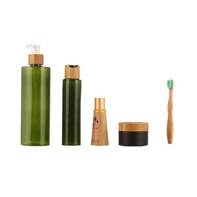 China BEAUTY PACKAGING Skin Care Bottle Jar Bamboo Cosmetic Packaging Set for sale