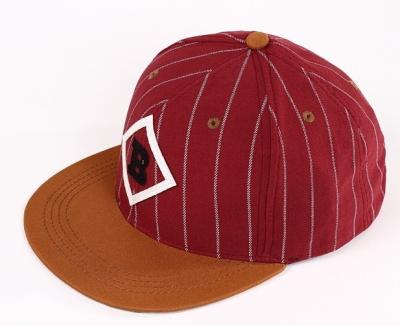 China Youth Red Strip Fabric Snapback Baseball Caps Embroidered For Summer / Autumn for sale