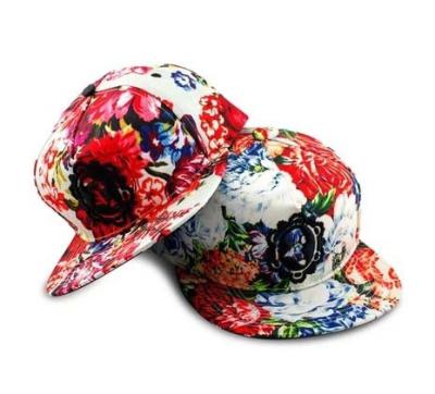 China 100% Cotton Peony Flower Custom Strapback Hats With Reinforced Sweatband for sale