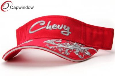 China Red Chevy Embroidery Tennis Sun Visor With Grey Sandwich On Beak for sale