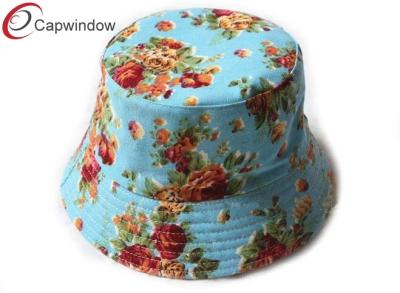 China Lady Classical Fisherman Bucket Hat Allover Flower Pattern Printing for sale