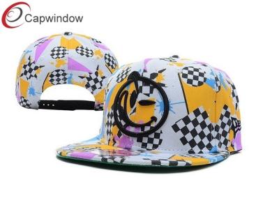 China Allover Triangle Printed Custom Strapback Hats With Plastic Hole Closure for sale