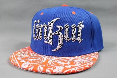 China Flat 3D Embroidery Printing Hip Hop Baseball Caps , Orange Amoeba Pattern for sale