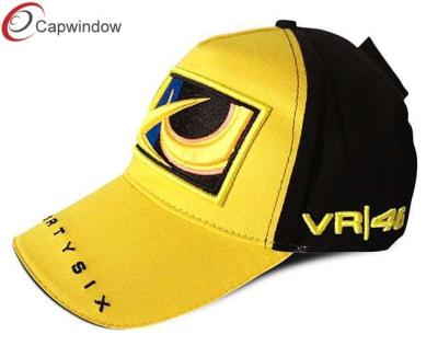 China Adjustable Sport Racing Baseball Cap Yellow With 3d Embroidered for sale