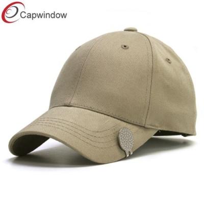 China Simple Khaki Brushed Cotton Golf Baseball Hats with Removable Ball Marker Clip for sale