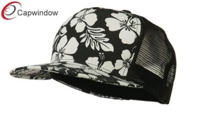 China Floral 5 Panel Trucker Mesh Cap , Female Adult Cotton Nylon Fabric Vans Trucker Cap for sale