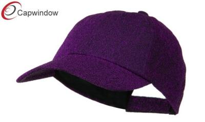 China Purple Glitter Fitted Baseball Hats , Polyester Adjustable Strap Closure Cap for sale