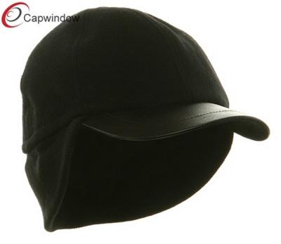 China Schwarze Woll-Earflap gepaßte Baseball-Mützen mit Wolle und Acrylmischung zu verkaufen