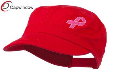 China Red Breast Cancer Embroidered Army Baseball Hats Adjustable For Girl for sale