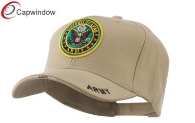 China Khaki Army Military Baseball Hats with Acrylic and Adjustable Strap Closure for sale