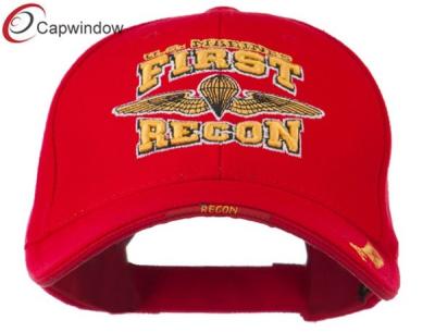 China Red FIRST RECON Embroidered Military Baseball Hats with Velcro for sale