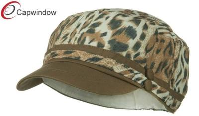 China Beige Leopard Print Military Baseball Hats with Elastic Band Closure for sale