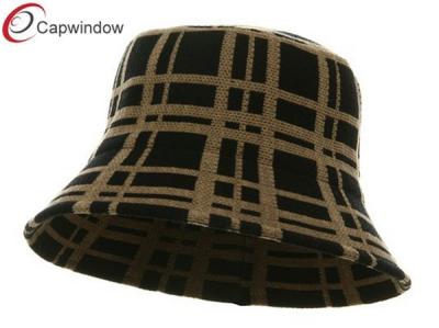 China Black Khaki Plaid Winter Fisherman Bucket Hat with Pure Acrylic for sale