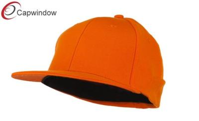 China Orange Flat Bill Fitted Flex Cap with Acrylic and Wool / Flat Brim Baseball Hats for sale