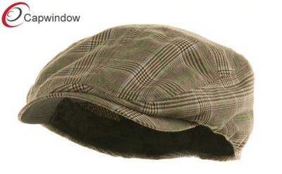 China Brown Fashion Plaid Baseball Hats , Polyester and Rayon / Ivy Cap for sale