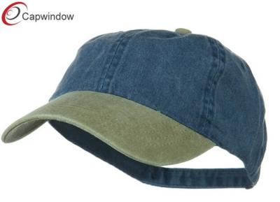 China Khaki Navy Pigment Dyed Cotton Twill Baseball Caps with Brass Buckle Closure for sale