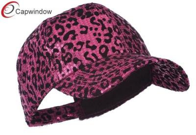 China Polyester Hip Hop Baseball Caps Fuchsia Animal Leopard Print Sequin for sale