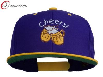 China Embroidered Snapback Baseball Caps Purple Gold Cheers with Beer Mugs for sale