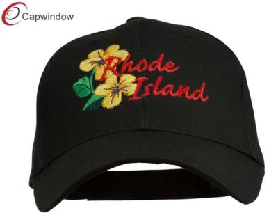 China Violet Embroidered Low Profile Fitted Baseball Cap Cotton Black USA State Rhode Island for sale