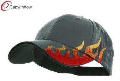 China Grey Heavy Brushed Cotton Baseball Caps , Adjustable Strap Closure Low Profile Cap for sale