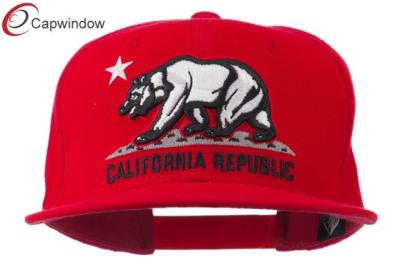 China California Republic Classic Acrylic Snapback Baseball Caps , Plastic Snap Closure Flat Bill Hat for sale