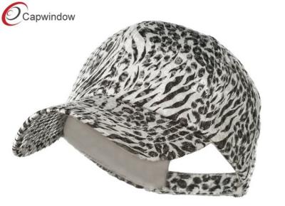 China Sombreros de béisbol cabidos lentejuela blanca del estampado de animales con el cierre del velcro del poliéster en venta