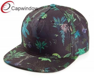 China Black Polyester Custom Strapback with Jungle Printing Pattern/Sports Snapback Hat for sale