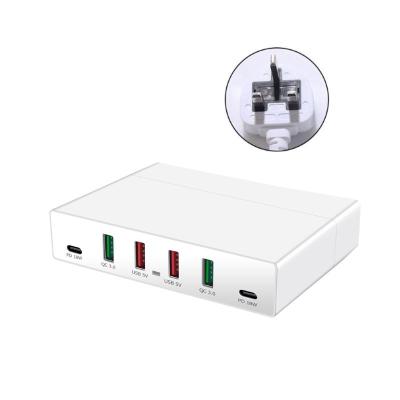 China Mobile Phone 72W Fast QC3.0 USB Type-C PD Charging Adapter Power Base Block Hub for Apple iPhone Tablet AU EU UK US Plug 6 Ports for sale