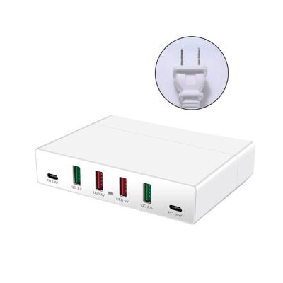 China Mobile Phone 72W 6 Ports Quick Charge 3.0 USB Charger Adapter Type-c Android Charger USB C PD Fast Charger For iPhone Huawei Samsung for sale