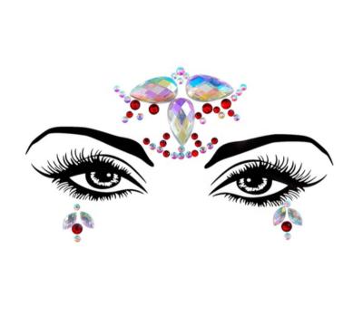 China Temporary Fashion Self Adhesive Face Rhinestone Glitter Face Sticker For Ladies for sale