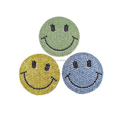 China 3D Rhinestone Smiley Face Logo Patches Custom Iron On Logo For Pants for sale