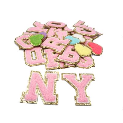 China 3D alphabet free sample embroidery design rhinestone chenille letter patch for hat for sale