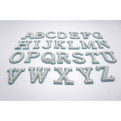 China Custom Viable Blue Alphabet Letter Bead Patches For Garment Accessories for sale