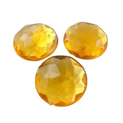 China Flatback Fashion Yellow Round Rhinestone Flat Back Glue On Acrylic Rhinestones for sale