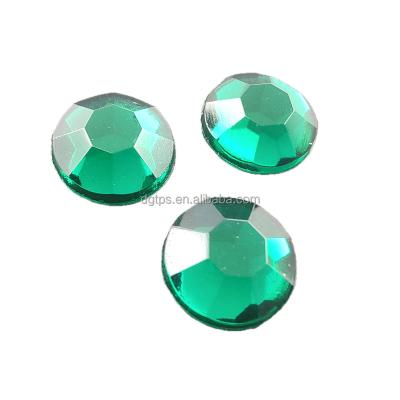 China Flatback Crystal Green Round Rhinestones Glue On Rhinestone Jewelry For Decoration for sale