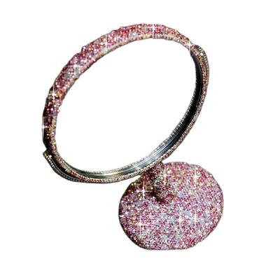 China Contemporary factory wholesale rhinestone desk pink mirror large for lady makeup for sale