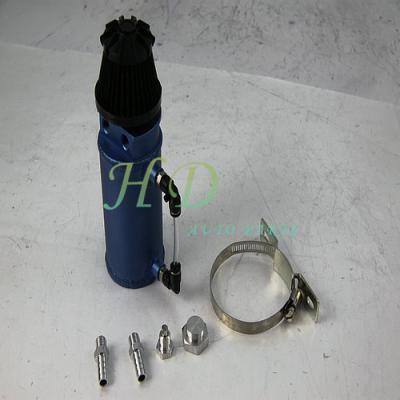 China Universal Oil Catch Tank ,  Aluminum Blue Oil Reservoir Catch Can Tank With Breather Filter for sale