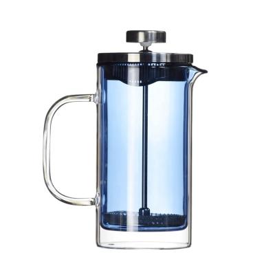 China Ecocoffee Hot Sale Coffee Maker Coffee Blue/Pink/Brown Viable Glass French Press Jar Body And Handle 350ml Glass Coffee Accessories sim for sale